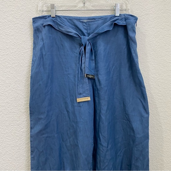 MICHAEL Michael Kors Chambray Lyocell Belted Casual Wide Leg  Capri Pants Size 8 - Picture 8 of 15